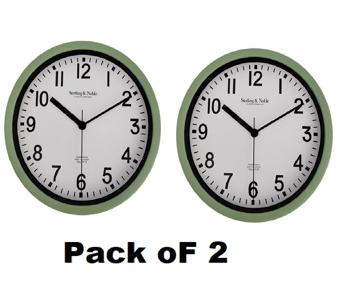 Mainstays Basic Indoor 8.78" Sage Analog Round Modern Wall Clock (2 Pack)