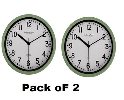 Mainstays Basic Indoor 8.78'' Sage Analog Round Modern Wall Clock (2 Pack)