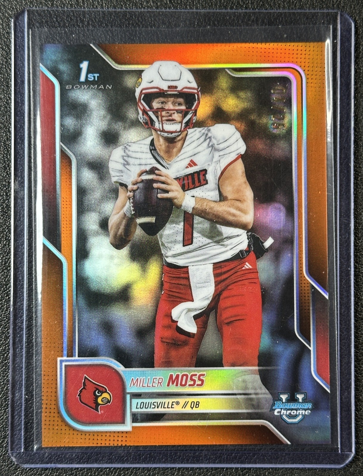 MILLER MOSS 2025 BOWMAN CHROME UNIVERSITY #141 ORANGE REFRACTOR PROSPECT 04/25