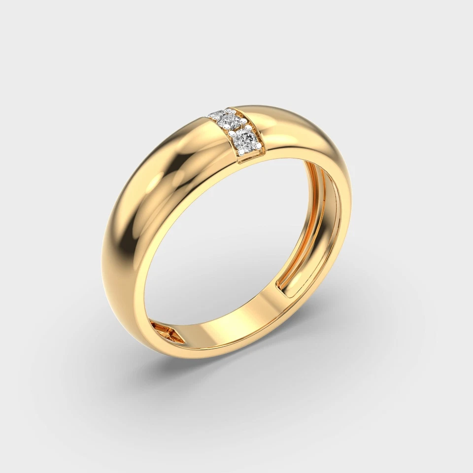 Anel de diamante natural corte redondo 0,45 CT presente para marido ouro 14k com certificação GDGL - Imagem 3 de 4