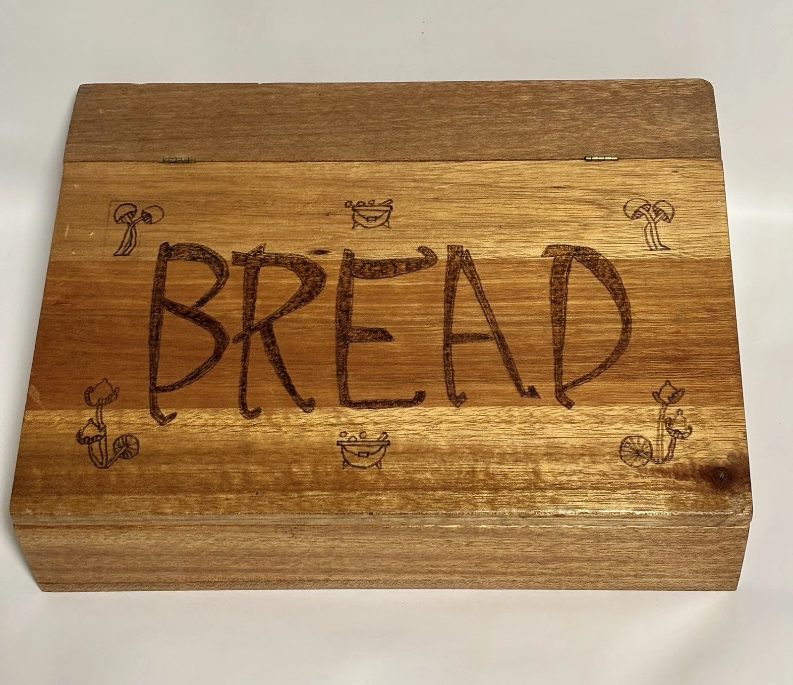 Slim Bread Box Wood Vintage Bread Box Hinged Top MCO 70s?