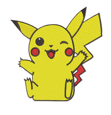 Cute Winking Electric Mouse Embroidery Patch - Iron-On/Sew-On Applique Badge