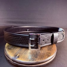 Bianchi 7960 Elite Duty Belt Size 40"-42" Sam Browne Black Basketweave Leather 
