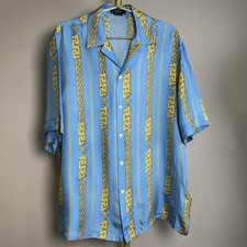 Gianni Versace Couture Men’s Silk Shirt. Size 50. Blue And Yellow. US Size Large
