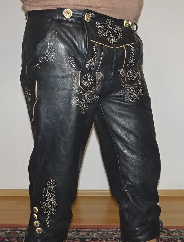 Lederhose BW44 cm, kurze Lederhose, Knickerbocker, Krachlederne, Plattlerhose - Bild 3 von 4
