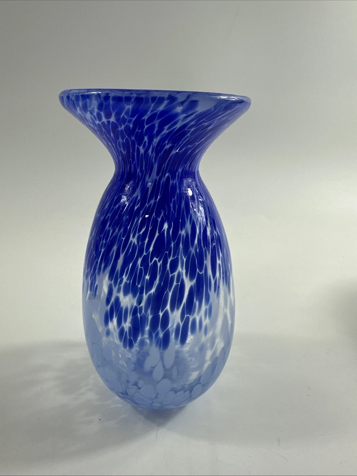Mottled Cobalt Blue Handblown Glass Vase 6.25"
