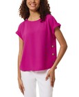 Jones New York Women's Top Petite PXS Short-Sleeve Side-Button