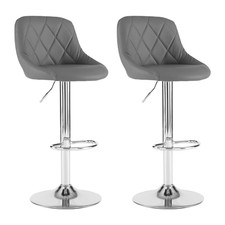 Neo Set of Two Dark Grey Leather Bar Stools
