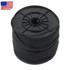 1/4 Inch 500ft Black Nylon Solid Braid Rope High UV Abrasion Resistance