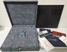 Working S.T.Dupont Gas Lighter Silver Blue Gatsby Andalusia with box