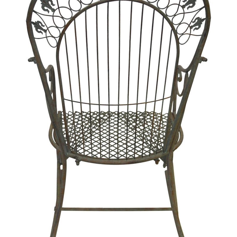 Sedia a Dondolo in Ferro Verde Inglese Giardino Terrazzo Veranda Stile Vintage, fotografia 7 di 9