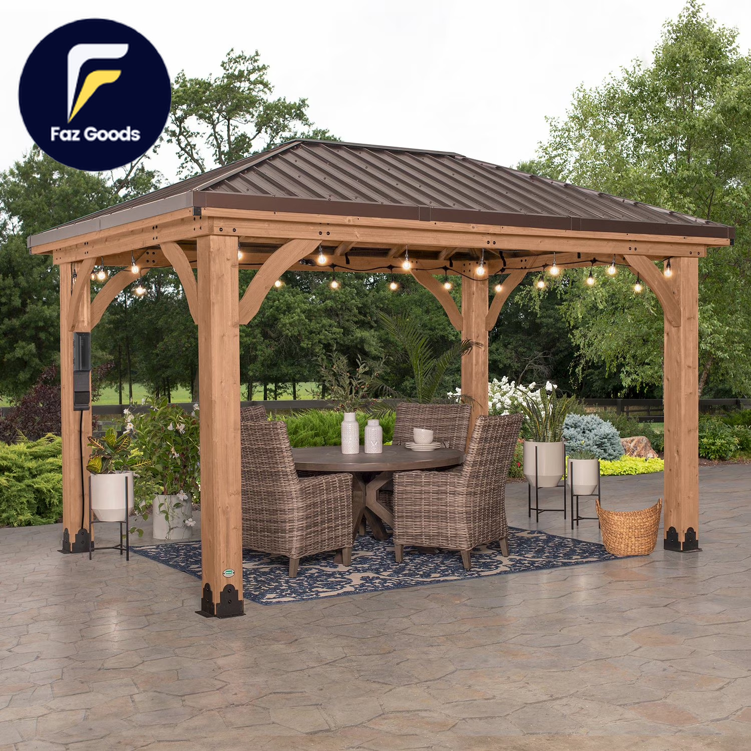 Backyard Discovery 14' x 10' Cordova Light Brown Cedar Gazeb