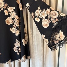 ASTR The Label Floral Bell Sleeve Mini Swing A Line Dress Black Size M - FLAW