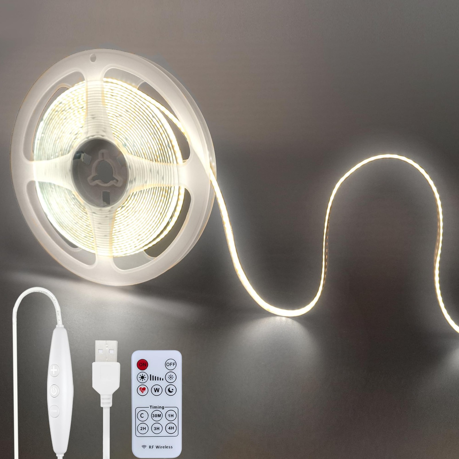 Bande LED COB USB 5V blanc froid 3m pour eclairer un plan de travail de cuisine sombre