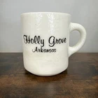 Vintage Holly Grove Arkansas Milk Glass Coffee Mug D Handle Souvenir