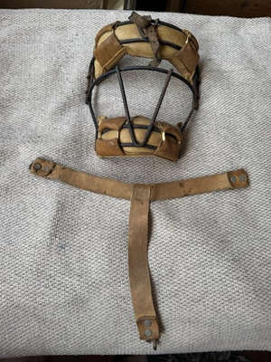 #ad Antique 1940’s Ken Wel Baseball Catcher’s Face Mask with Metal and Leather $75.00