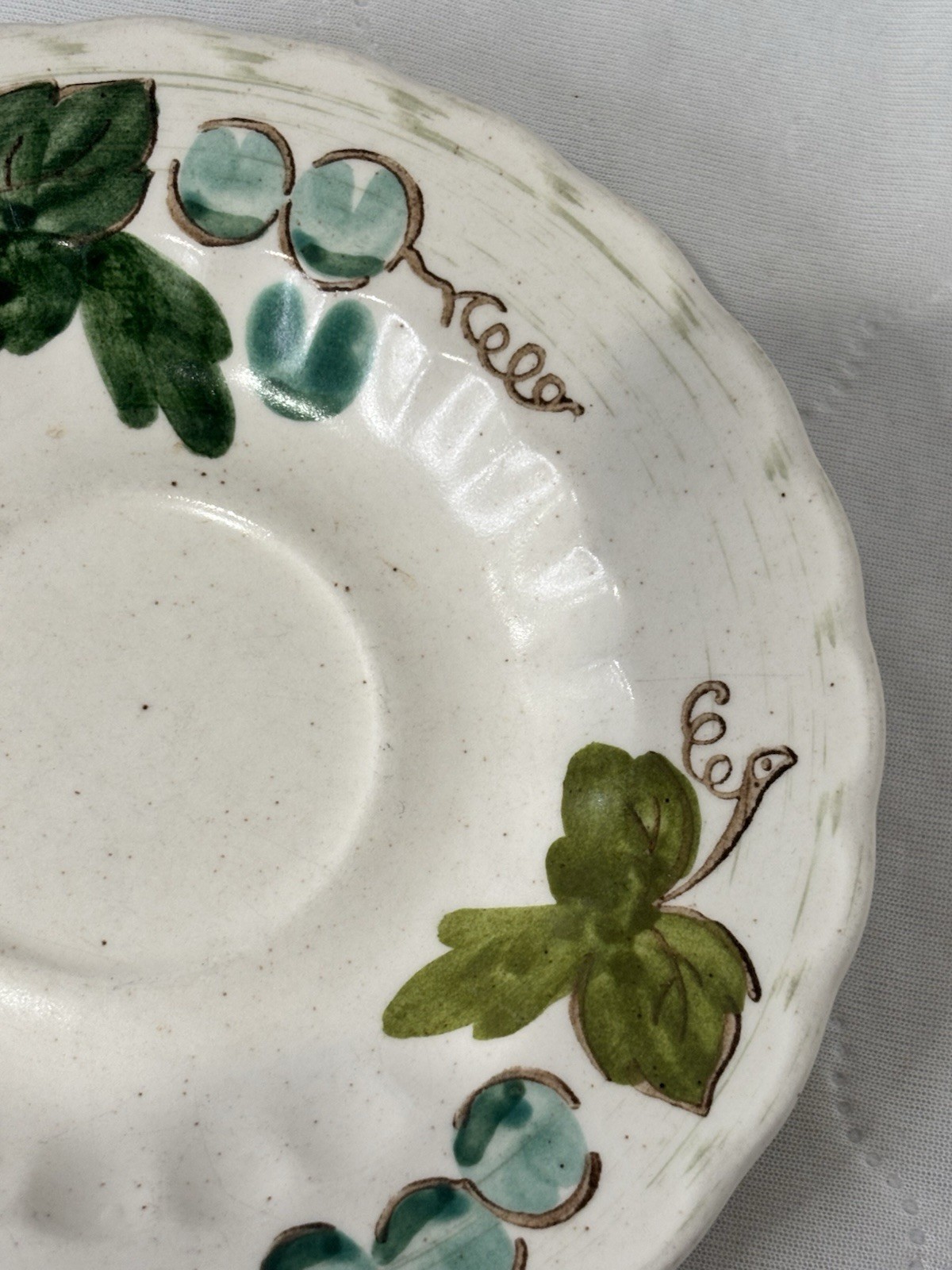 (2)- Mid Century Vintage 6” Metlox Grape Vine Saucers Pair California Pottery