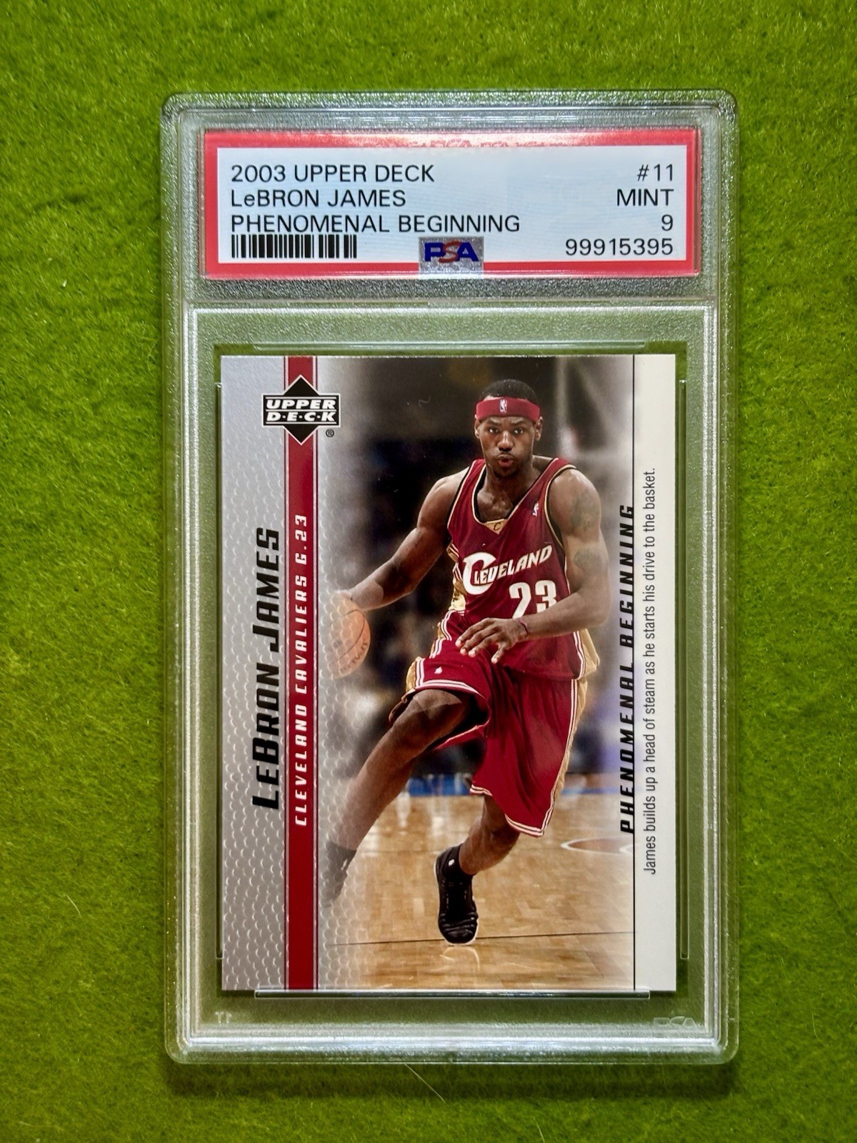 LeBron James ROOKIE CARD PSA 9 MINT RC 2003 Upper Deck PHENOMENAL BEGINNING #11 view 13