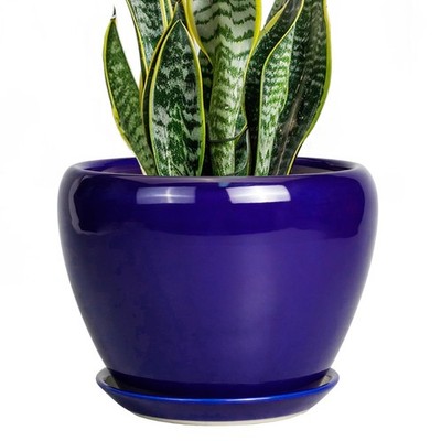 Ceramic Plant Pot 8 Inch - Planter for Outdoor Plants Indoor Plant Pot with D...