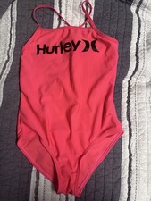 Hurley Girls UPF 50 one piece swimsuit pink polyester/elastane blend Size 8/10