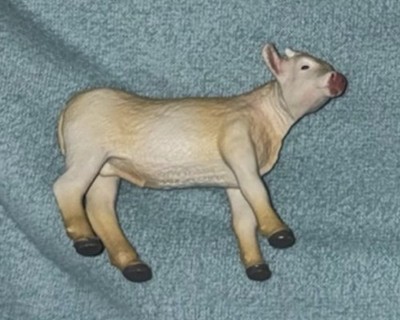 Papo Charolais Calf Figure Baby Cow Bull Farm Figurine Toy White Cream Model