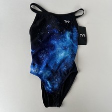 95 RETAIL New TYR Girls Durafast Elite Swimsuit Size 24 Design GALAXY Starborne