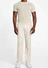GUESS Men's  Formal Trouser Regular Fit Stylish Pants High Rise Off White 36