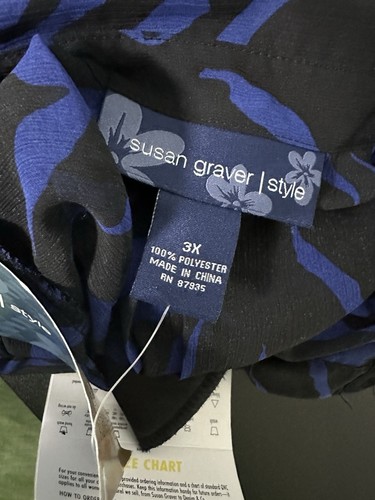 Susan Graver QVC Women's Plus Sz 3X Blue Sheer Animal Print Cover Up or Blouse - Picture 10 of 11