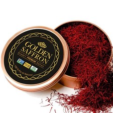 Golden Saffron, Finest Pure Premium All Red Saffron Threads, Grade A Super N...