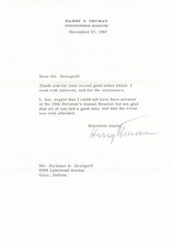 Harry S. Truman - Typed Letter Signed - Unable to Attend 35th Division Reunion