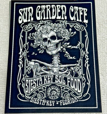 Pegatina Sun Garden Café Siesta Key Sol Food Florida Grateful Dead Esq. 4"x3"