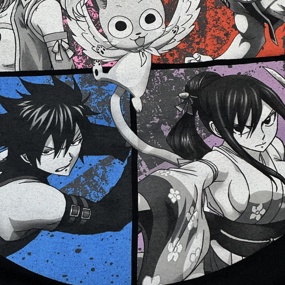 Camisa Fairy Tail Para Hombres Mediana Negra Anime Camiseta Natsu Lucy Erza Gris Crunchyroll Foto 4 de 4