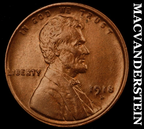 1918-D Lincoln Wheat Cent- Soft Strike- Choice Gem Brilliant Unc+++ #J3458