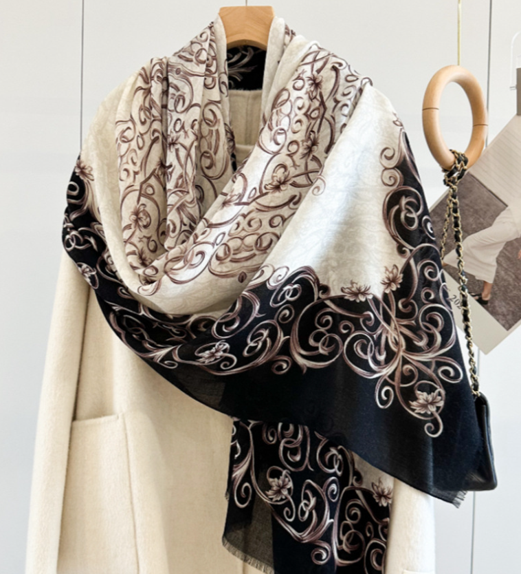 Pure Cashmere 200x100cm Pink Circle Print Scarf Women Wrap Neckerchief  