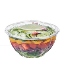 FULING 32 oz. 50 Sets Clear Plastic Salad Bowls with Airtight Lids Disposabl...