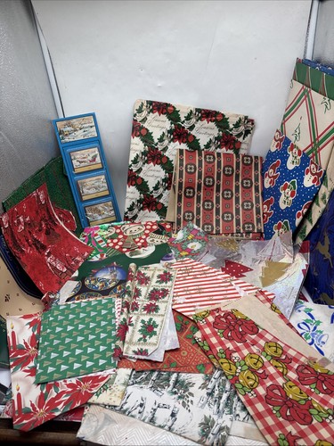 Vintage Christmas Gift Wrap 49 Pieces 50s-70s Paper Crafts Journal Ephemera