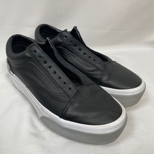 Vans Old Skool Leather Sneakers Black Casual Skate Shoes Mens 7 Womens 8.5