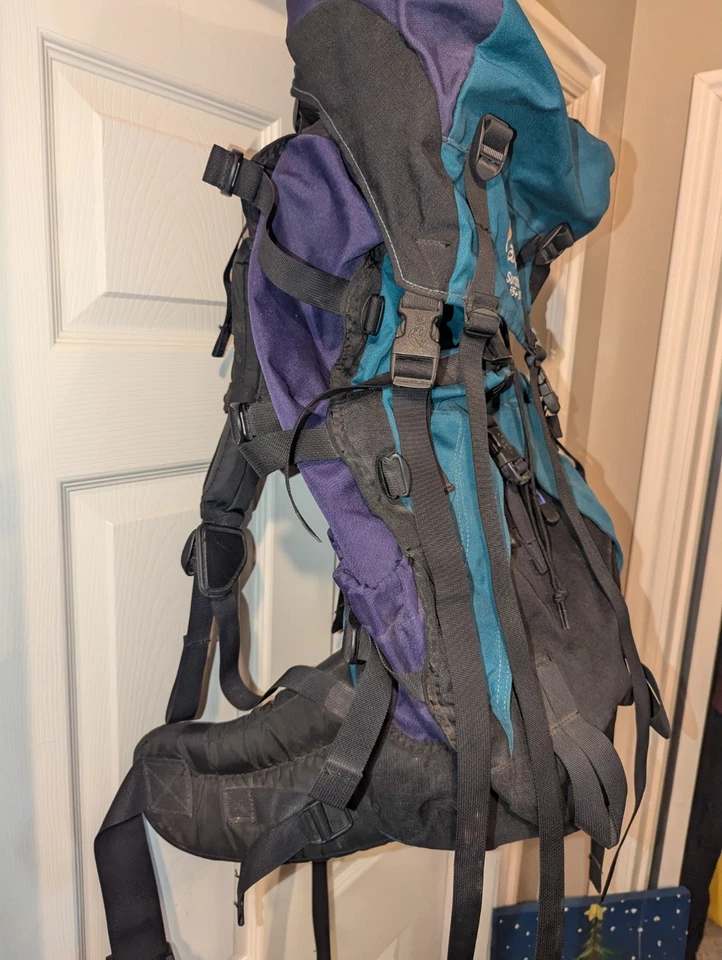 Paquete de larga distancia Lowe Alpine Sundance 55+15 verde azulado púrpura negro Foto 3 de 4