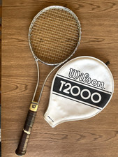 Vintage 1970's Wilson T2000 Chrome & Wire Tennis Racquet w/Cover Made In The USA