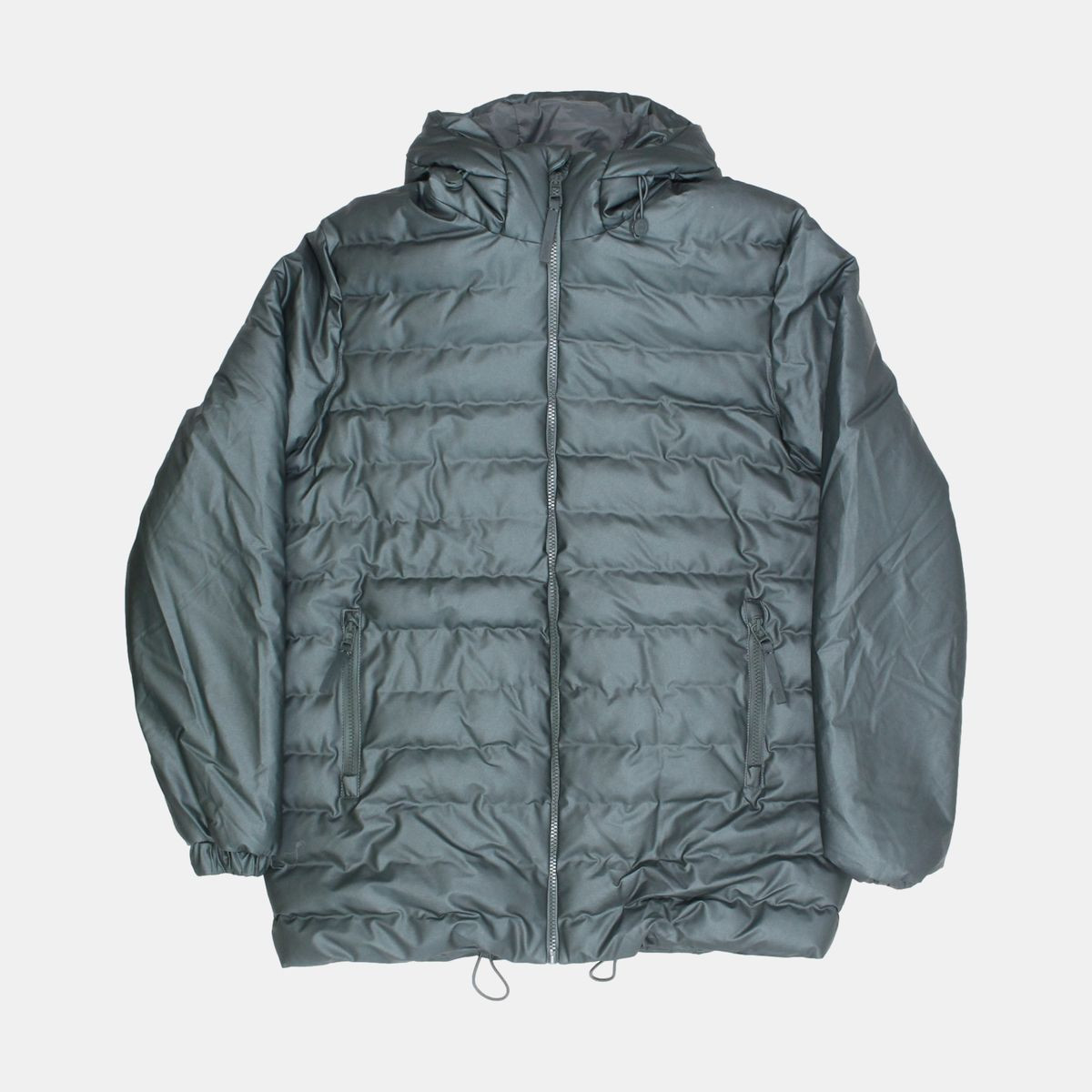 Rains Mens Green Polyester Puffer Jacket Size M Short