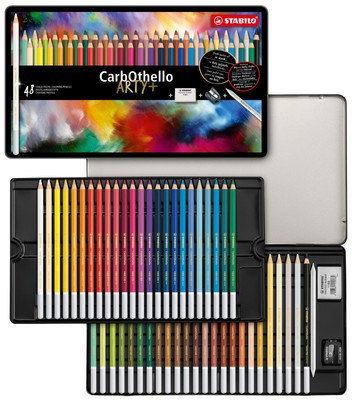Pastelkrijtstift - STABILO CarbOthello - metalen etui met 48 stuks - met 48 vers