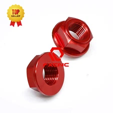 Red Hex Flange Nut Drilled lockwire safety racing CNC ultralight 10mmx1.25mm M10