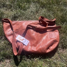 NWT ASHWOOD By Harrods Bison Genuine Leather Large Handbag Cognac Retail $150