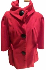 SHIN CHOI Red Wide Collar Wool Cashmere Lightweight Jacket Size M Made in USA