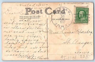 DPO (1895-1911) Hustad Iowa IA Postcard Easter Holy Cross Flowers Embossed 1910