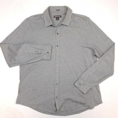 Michael Kors Herren DICKES WEICHES Hemd TADELLOS 2XL Grau Langarm SLIM