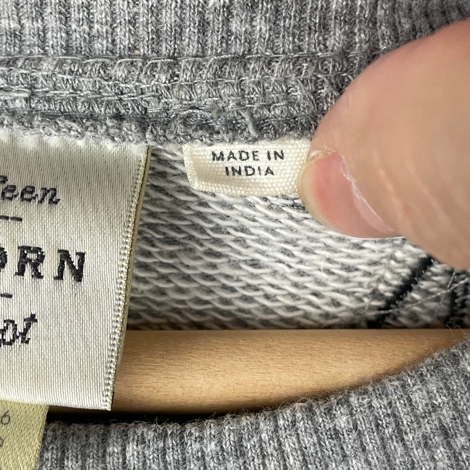 Anthropologie Seen Worn Kept Jackie Sweatshirt 12 Gray Embroidered Embellished - Image 3 of 4