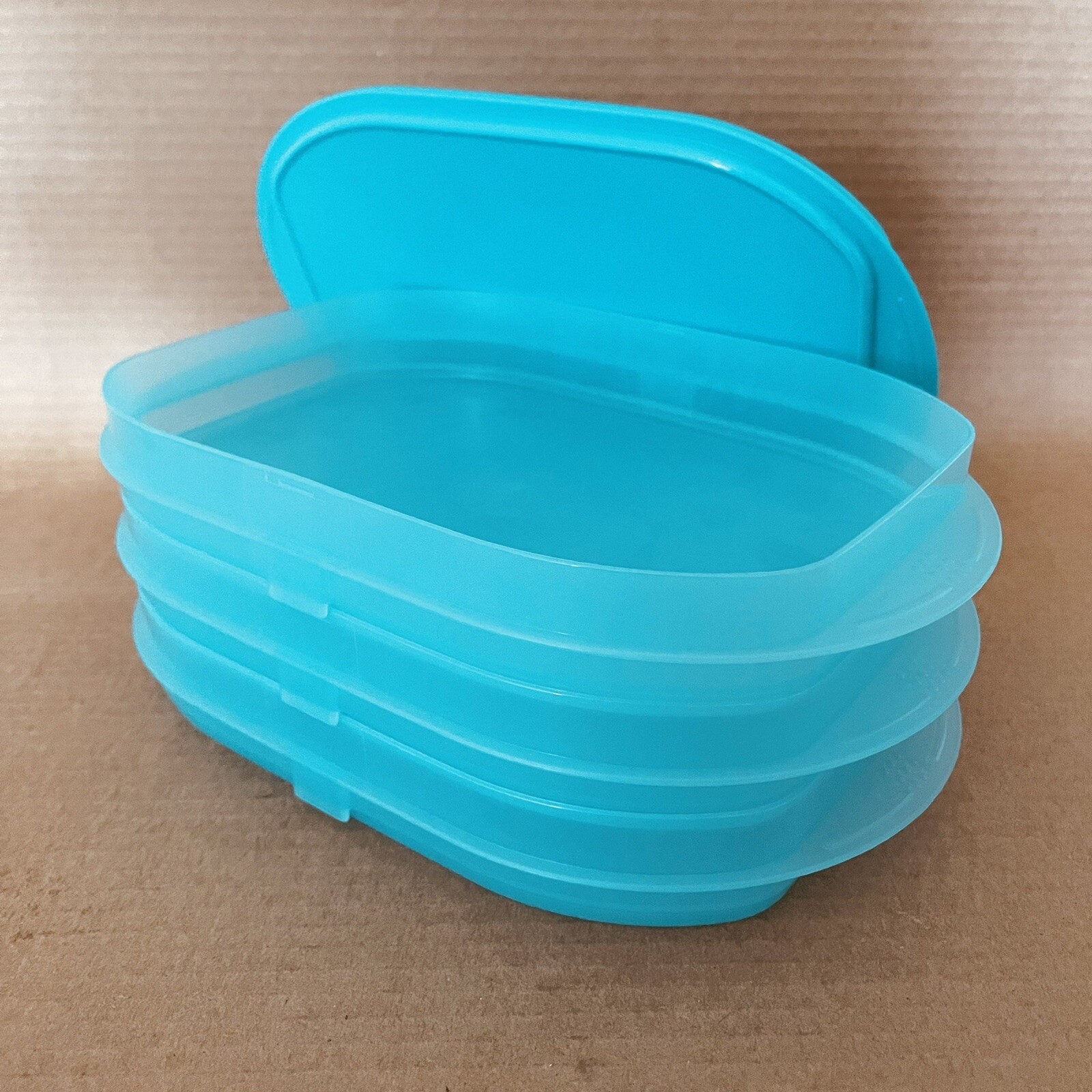 Tupperware Fridge Stackables Set Deli Keeper Meat Cheese 5102 Blue Aqua New eBay