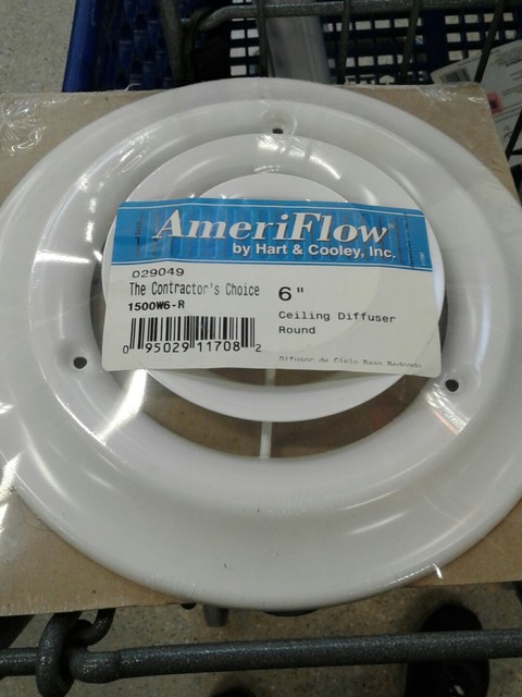 American Metal Products 1500w6 6 Inch White Round Ceiling Diffuser