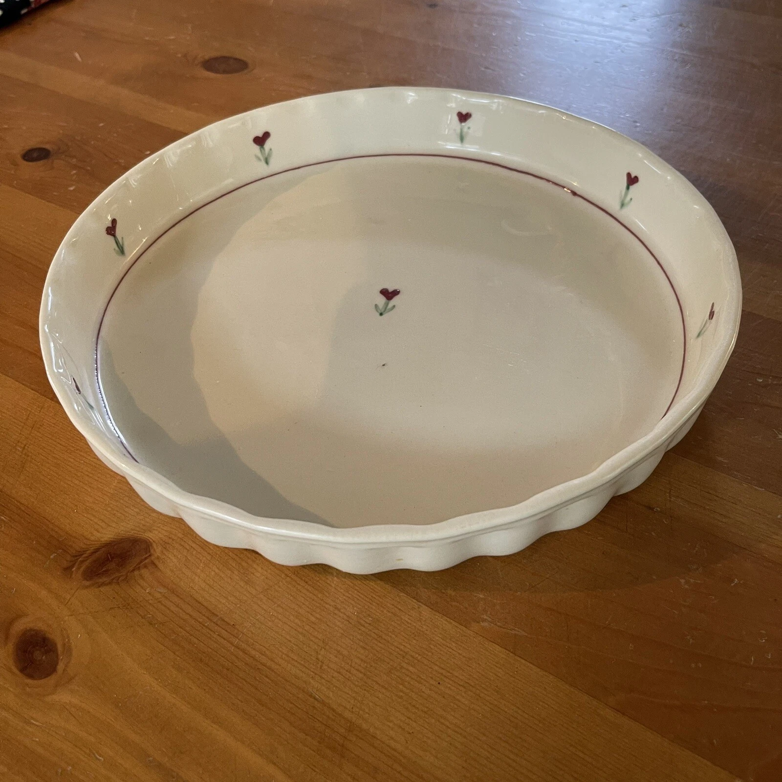Hartstone USA Pie Quiche Tart Pan Dish Floral Heart